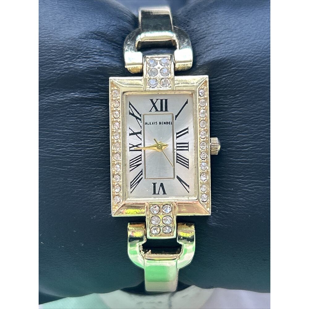 Alexis Bendel Gold Tone Rhinestone Bezel Women’s Tank Watch